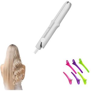 2-in-1 Mini Curling Wand & Flat Iron Stijltang, Met Eendenbek Haarclip Zacht for het haar, Draagbare Platte Krultang Haarkrulspelden for Vrouwen, Haarstylinghulpmiddelen for alle haartypes (Color : G