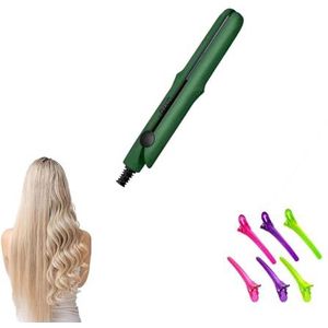 2-in-1 Mini Curling Wand & Flat Iron Stijltang, Met Eendenbek Haarclip Zacht for het haar, Draagbare Platte Krultang Haarkrulspelden for Vrouwen, Haarstylinghulpmiddelen for alle haartypes (Color : D