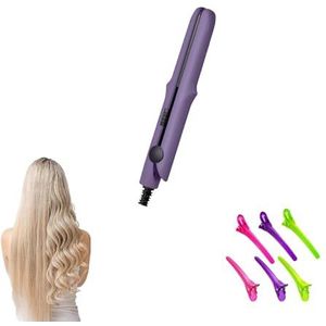 2-in-1 Mini Curling Wand & Flat Iron Stijltang, Met Eendenbek Haarclip Zacht for het haar, Draagbare Platte Krultang Haarkrulspelden for Vrouwen, Haarstylinghulpmiddelen for alle haartypes (Color : P