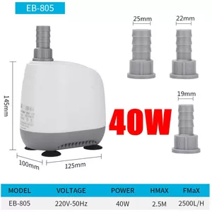 Mini Dompelpomp 4W – 280 L/u – Met 8 LED’s En 2 Mondstukken – Stil & Energiezuinig – Voor Aquarium, Vijver, Fontein En Hydrocultuur – Incl. Zuignappen