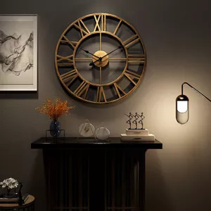 FLEXISTYLE EKO Grote Wandklok Zonder Tikkend Geluid Wood Art Zwart 60 Cm Voor Woonkamer Slaapkamer Geproduceerd In De Eu