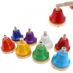 8 Opmerking Kleurrijke Plastic + Metalen Materiaal Hand Bell Set Muziekinstrument Speelgoed Voor Kinderen Kindje Vroege Onderwijs