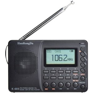 Draagbare Radio HRD-603 Radio Fm/Am/Sw Tf Pocket Radio Bt Usb MP3 Digitale Recorder Ondersteuning Tf-kaart bluetooth