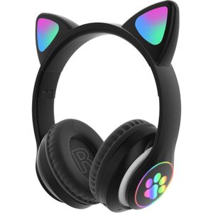 Qearfun Flash Light Leuke Kat Oren Bluetooth Draadloze Hoofdtelefoon Met Microfoon Kan Controle Led Kid Meisje Stereo Muziek Helm Telefoon Headset