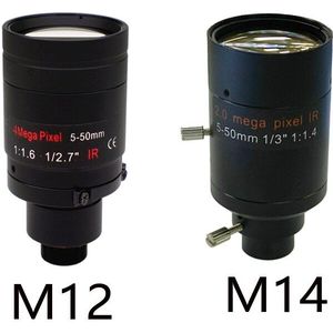 HQCAM 1/3 &quot;5-50mm CCTV Lens 2MP F1.6 Diafragma M14 MTV Focal Manual Iris voor Security Camera lens