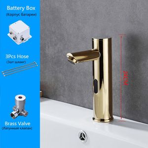 Korte/Hoge Stijl Chrome/Gouden Badkamer Automatische Touch Gratis Sensor Kranen Water Badrandcombinaties Basin Kraan Cold mengkraan