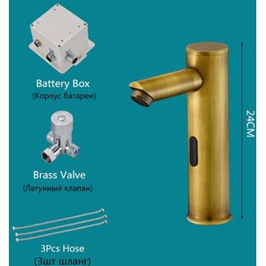 Korte/Hoge Stijl Chrome/Gouden Badkamer Automatische Touch Gratis Sensor Kranen Water Badrandcombinaties Basin Kraan Cold mengkraan