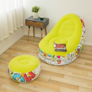 Zitzak Luie Sofa Opblaasbare Vouwen Fauteuil Outdoor Slaapbank Met Pedaal Comfortabele Stroomden Enkele Sofa Stoel Stapel Coating