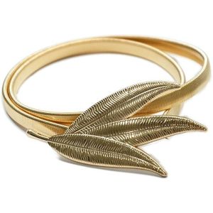 Gouden Elastische Skinny Taille Riem Voor Dames - Verstelbare Mode Riem Met Gesp