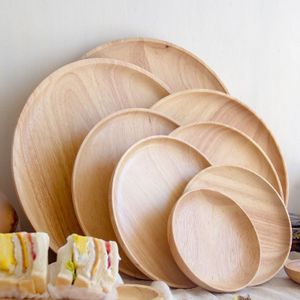Ronde Massief Houten Theeblad Dienbladen Voor Koffie Snack Eten Maaltijden Thuis Keuken Restaurant(27cm