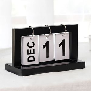 Houten metalen flip eeuwigdurende kalender, kantoor desktop kalender, staande eeuwigdurende kalender met maand datum week borden, voor thuiskantoor decor Houten metalen flip eeuwigdurende kalender, kantoor desktop kalender, staande eeuwigdurende kalender met maand datum week borden, voor thuiskantoor decor