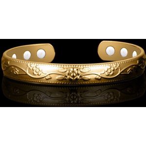 Magnetische koperen armband - stijlvol crosshatch ontwerp met 6