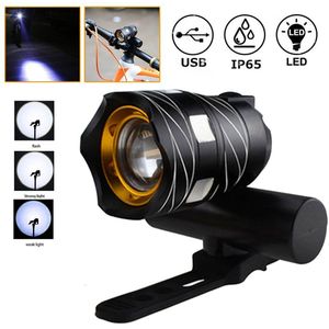 Fiets Koplamp Fietsverlichting Mountainbike Licht Fiets USB Opladen Koplamp Regendicht Nachtrijden Apparatuur Accessoires Zaklamp, 400 Lumen (Zwart) 056 Achterlicht