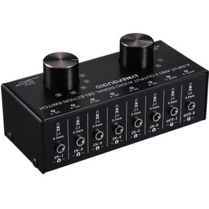 B027 6 ingang 2 uitgang of 2 ingang 6 uitgang audiosignaal bronselectie Switcher 3.5 mm interface