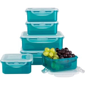 Lock&Lock Vershoudbakjes set met deksel - Meal prep bakjes - Diepvriesbakjes - Diepvriesdozen - Bewaardozen voedsel - Vershouddoos - Lunchbox - Broodtrommel - Snackdoosjes - Luchtdicht - Lekvrij - BPA vrij - Set van 6 Stuks - Capri blue - LocknLock