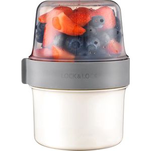 Lock&Lock Yoghurtbeker - Yoghurt beker to go - Muesli beker to go - Snackbox - Snackdoosje - Meeneem - Lekvrij - Small - 360 ml + 310 ml - Wit - LocknLock