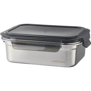 Lock&Lock RVS Lunchbox - RVS Broodtrommel - Lunchtrommel - Vershoudbakje - Bewaardoos met deksel - Vershouddoos - 1.2 liter - Lekvrij - BPA vrij - Stapelbaar - Duurzaam - Volwassenen en Kinderen - LocknLock