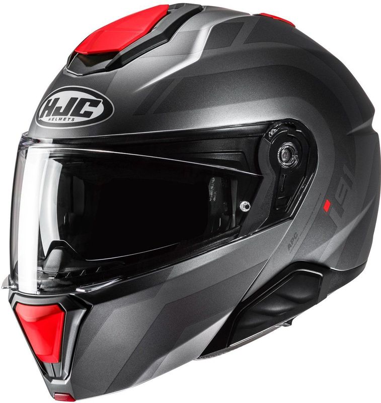 HJC - i91 Arven - Systeemhelm - Zwart Rood