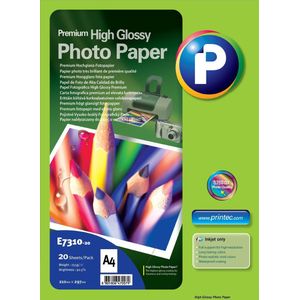 Printec Fotopapier - Premium High Glossy - 20 vellen - A4 - 255 gram per m²