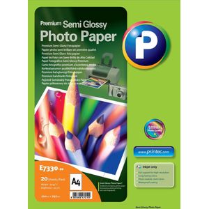 Printec Fotopapier - Premium Semi-Glossy - 20 vellen - A4 - 251 gram per m²