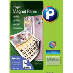 Printec Magneetpapier - Printbaar magneetvellen - A4 - 0,27 mm Dikte - 5 Stuks magnetisch fotopapier