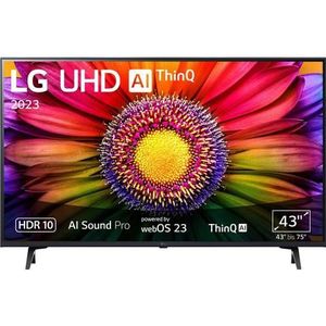 LG 43UR80006LJ UHD TV 109 cm (43 inch) (Active HDR, 60 Hz, Smart TV), modeljaar 2023