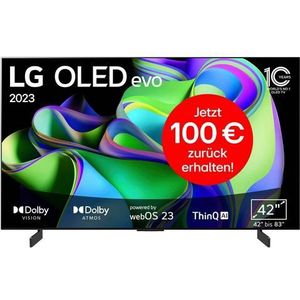 LG OLED-TV OLED42C37LA, 106 cm / 42", 4K Ultra HD, Smart TV, OLED evo, tot 120 Hz, α9 Gen6 4K AI-processor, Twin Triple Tuner