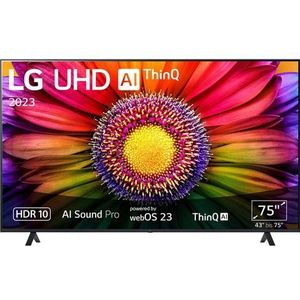 LG Electronics 75UR80006LJ.AEUD LCD-TV 190 cm 75 inch Energielabel F (A - G) CI+*, DVB-C, DVB-S2, DVB-T2, WiFi, UHD, Smart TV Zwart