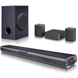 LG SQC4R Smart soundbar, 220 W, 2.1-kanalen, Dolby Digital Surround Sound met krachtige bas, brede connectiviteit, HDMI, Bluetooth, USB, optische ingang en Android/iOS-app, zwart