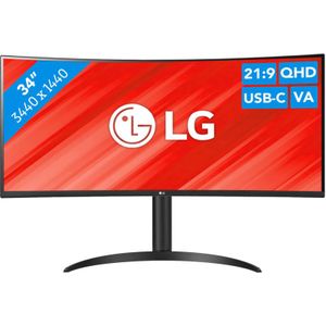 LG 34WR55QC-B - 34 inch UltraWide Monitor, QHD Curved Display, 21:9, Dynamic Action Sync, FreeSync, zwart