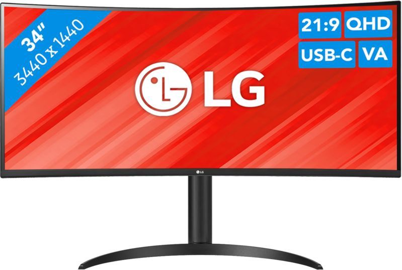 LG 34WR55QC-B - QHD Curved Ultrawide Monitor - 100hz - USB-C 65w - 34 inch