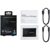 Samsung Portable T7 Touch - Externe SSD - USB C 3.2 - Inclusief USB C en USB A kabel - 1 TB - Zwart