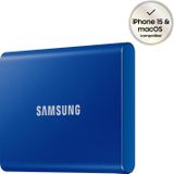Samsung Portable SSD T7, SSD 2 TB, USB 3.2 Gen.2, 1.050 MB/s Lesen, 1.000 MB/s Schreiben, Externe SSD-Festplatte für iPhone 15 und neuer, Mac, PC, Smartphone und Spielkonsole, Blau, MU-PC2T0H/WW