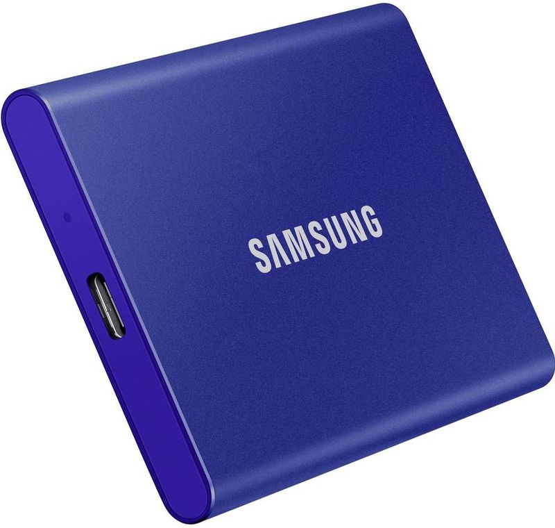 Samsung Portable SSD T7, SSD 1 TB, USB 3.2 Gen.2, 1.050 MB/s Lesen, 1.000 MB/s Schreiben, Externe SSD-Festplatte für iPhone 15 und neuer, Mac, PC, Smartphone und Spielkonsole, Blau, MU-PC1T0H/WW