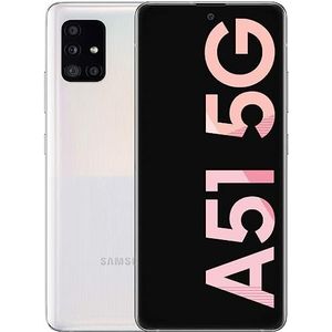 Samsung Galaxy A51 Smartphone 128 GB mobiele telefoon zonder abonnement, 4 camera's 48/12/5/5 MP, selfiecamera 32 MP, 6,5 inch Super AMOLED-display, Android 10 tot 13 - Duitse versie (5G, wit), SM-A51