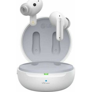 LG Tone FP9W True draadloze hoofdtelefoon, Bluetooth 5.2, Meridian-geluid, draadloze converter, actieve ruisonderdrukking, zelfreiniging met UV-licht, IPX4-bescherming, wit