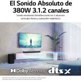 LG S75Q Intelligente Soundbar - 380W Vermogen - 3.1.2 Kanalen - Dubbele Atmos-Luidspreker - Verticaal Geluid - Dolby Atmos en DTS:X - Hi-Res 24 bit/96 kHz - Meridian Horizon