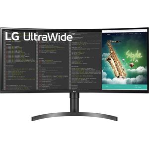 lgelectronics LG UltraWide Curved QHD monitor 35WN75C-B 88,9 cm - 35 inch, VA-paneel, HDR10, AMD FreeSync, zwart