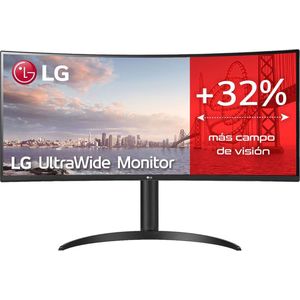 LG 34WP75C Monitor 34"" QuadHD UltraWide Curvo 21:9 LED VA HDR 10, 3440x1440, 1ms, AMD FreeSync Premium 160Hz, HDMI 2.0 (HDCP 2.2), Display Port 1.4, USB-C, Audio Stereo 14W, Flicker Safe, zwart