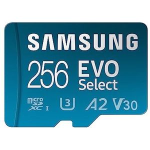Samsung EVO Select (2021) microSD-geheugenkaart, 256GB micro SD XC UHS-I U3 130MB/s Full HD & 4K UHD SD Kaart Geheugenkaart met Adapter, MB-ME256KA/EU