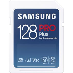 Samsung PRO Plus SD-geheugenkaart, 128GB SD Kaart SDXC UHS-I U3 160MB/s Full HD & 4K UHD geheugenkaart, MB-SD128K/EU