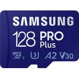 Samsung PRO Plus SDXC-kaart 128 GB Class 10, Class 10 UHS-I, UHS-I, v30 Video Speed Class 4K-video-ondersteuning, A2-ve