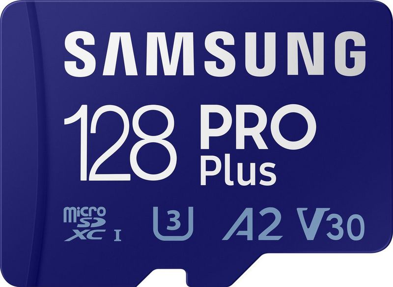 Samsung PRO Plus SDXC-kaart 128 GB Class 10, Class 10 UHS-I, UHS-I, v30 Video Speed Class 4K-video-ondersteuning, A2-ve
