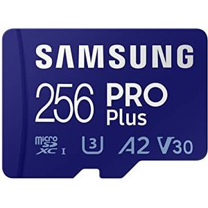 Samsung SD MicroSD Kaart SDXC PRO Plus Lezer (microSDXC, 256 GB, U3, UHS-I), Geheugenkaart, Blauw