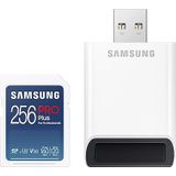 Samsung PRO Plus SD-geheugenkaart, 256GB SDXC UHS-I U3 160MB/s Full HD & 4K UHD geheugenkaart incl. kaartlezer, MB-SD256KB/WW