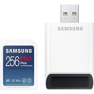 Samsung Pro Plus MB-SD256KB/WW SDXC-geheugenkaart (UHS-I U3, 160 MB/s, Full HD en 4K UHD met kaartlezer 256 GB)