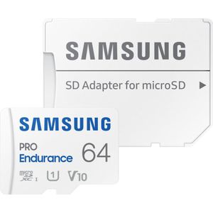 Samsung PRO Endurance microSD-geheugenkaart, 64 GB microSDXC UHS-I U1, 100 MB/s, videobewakingsgeheugenkaart met adapter, MB-MJ64KA
