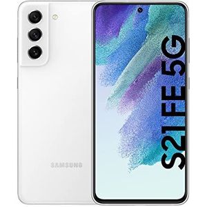 Samsung Galaxy S21 FE 5G Android smartphone zonder abonnement, 6,4 inch AMOLED-display, 4500 mAh batterij, 128 GB/6 GB RAM, mobiele telefoon in wit