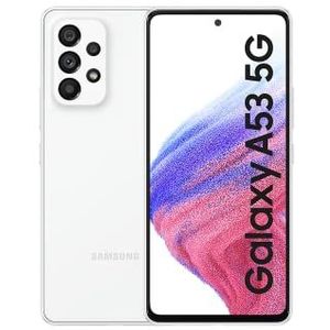 Samsung Galaxy A53 5G Android Smartphone Infinity-O FHD+ Super AMOLED 6,5 inch-scherm, 6 GB RAM en 128 GB uitbreidbaar intern geheugen, batterij 5000 mAh, wit, (Awesome White) [Italiaanse versie].