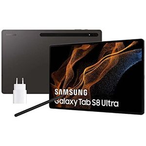 Samsung Galaxy Tab S8 Ultra met oplader, 14,6 inch tablet (12 GB RAM, 256 GB geheugen, WLAN, Android 12) zwart - Spaanse versie